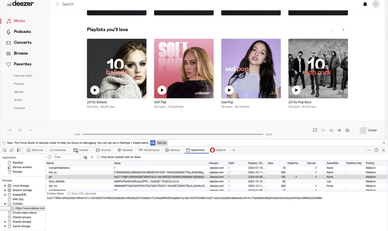 Deezer ARL Code