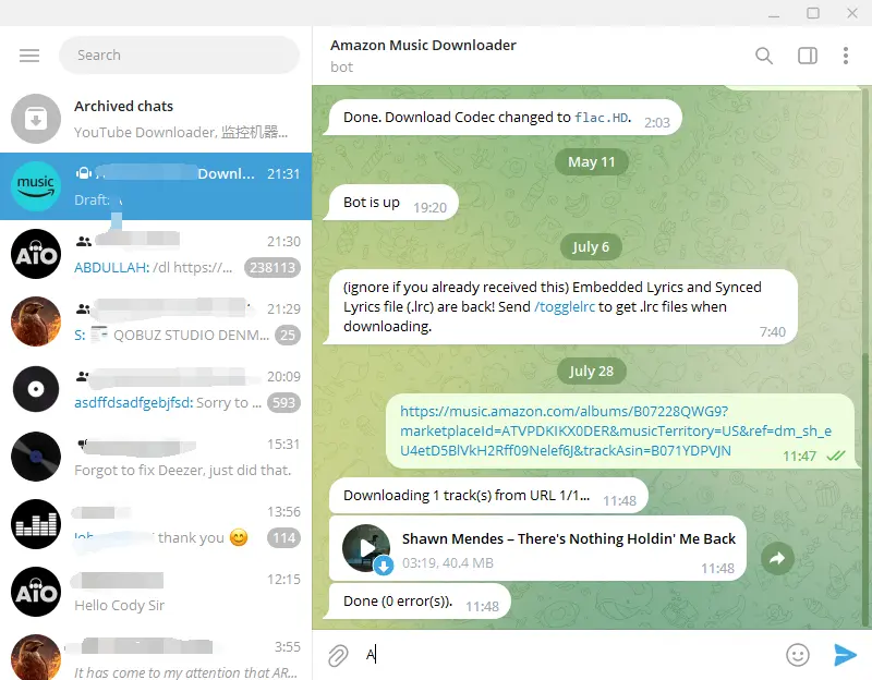 Telegram Bot for Music